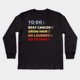 Women Vintage To Do List Funny Breast Cancer Fighter Mom Gift Kids Long Sleeve T-Shirt